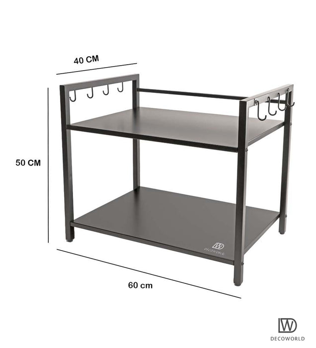 Metal Microwave Stand - Double Platform (Black)