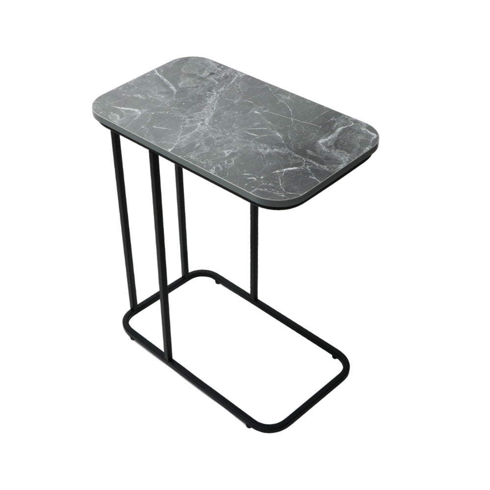Premium Side Table (Grey Marble Top with Black Stand)