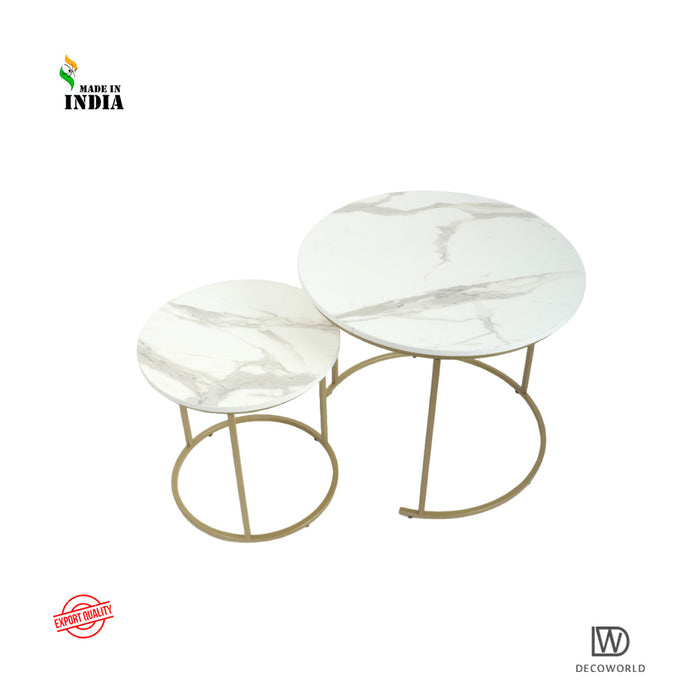 Premium White Marble Top Coffee Table With Golden Legs | Decoworld