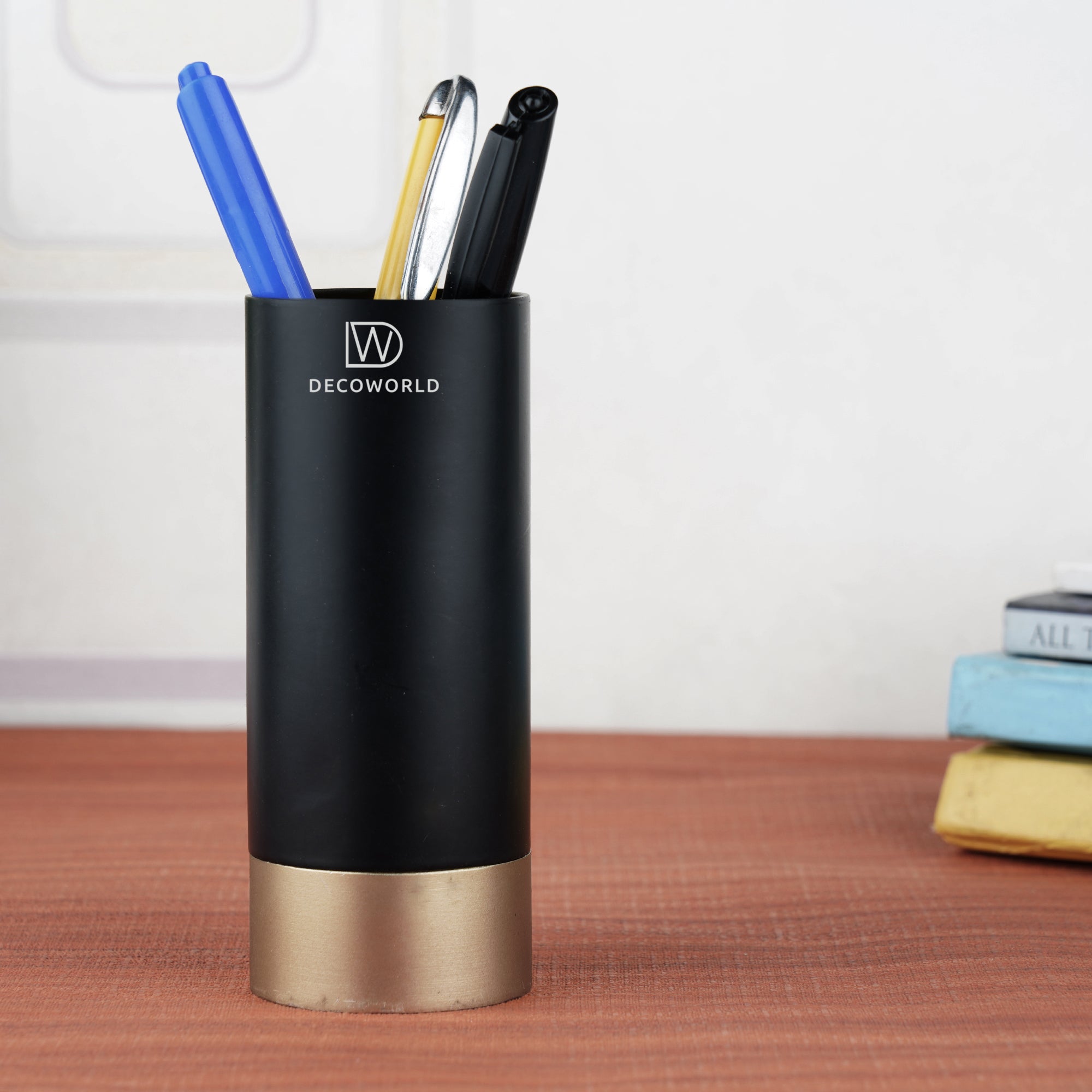 Pen Stand - Black with Golden Base