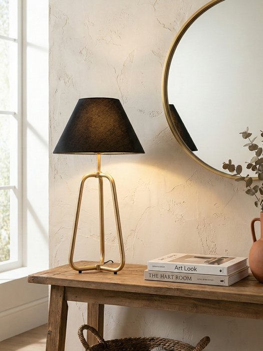 Tria Solid Black & Cream in Brass