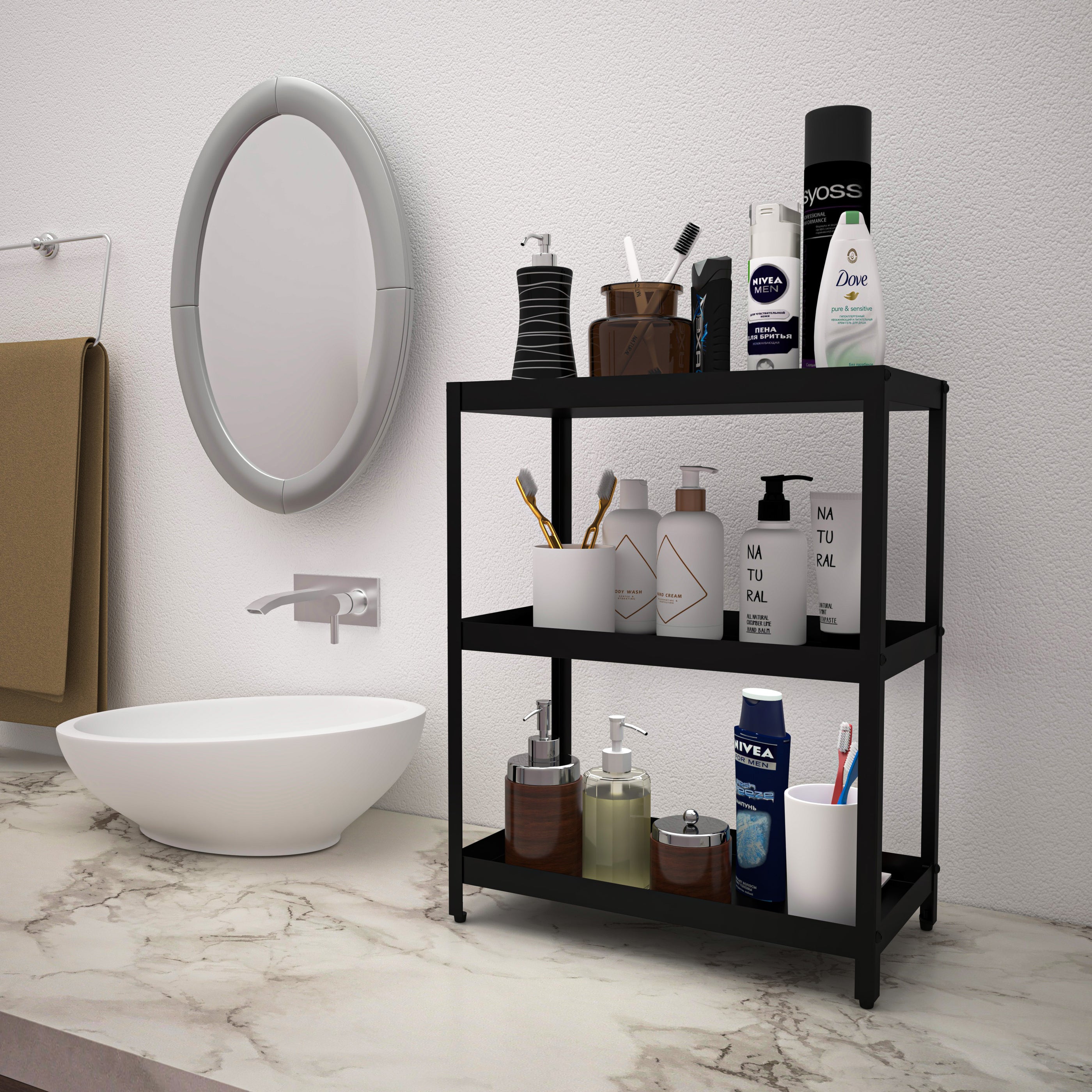 3 Tier Multipurpose Countertop Organizer Rack (Black) — DECOWORLD