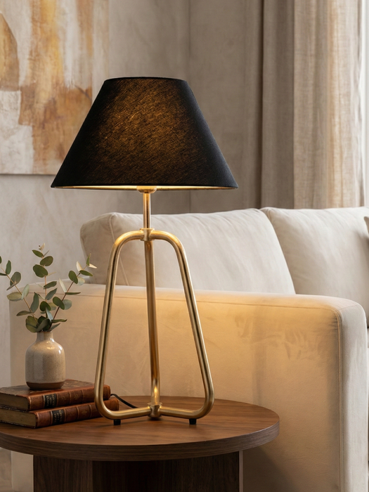 Tria Solid Black & Cream in Brass