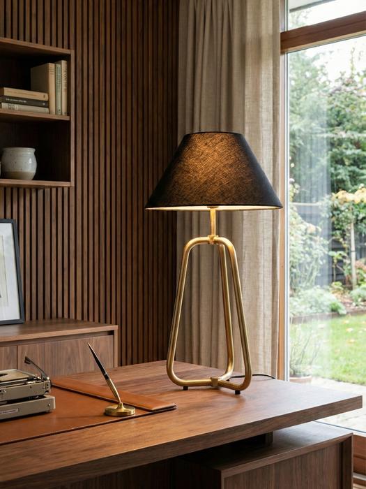 Tria Solid Black & Cream in Brass