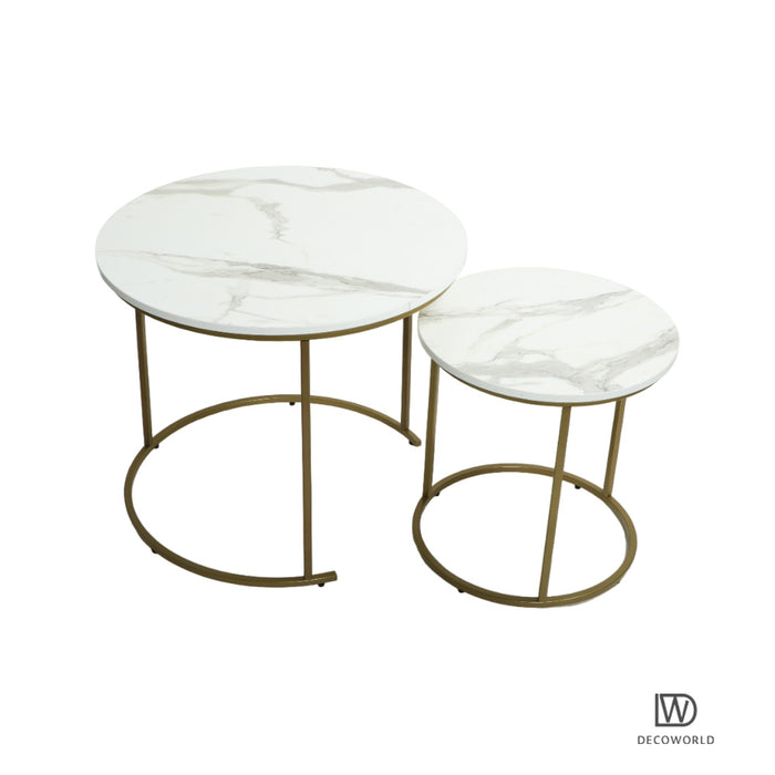 Coffee Table (White Marble Top with Golden Legs)