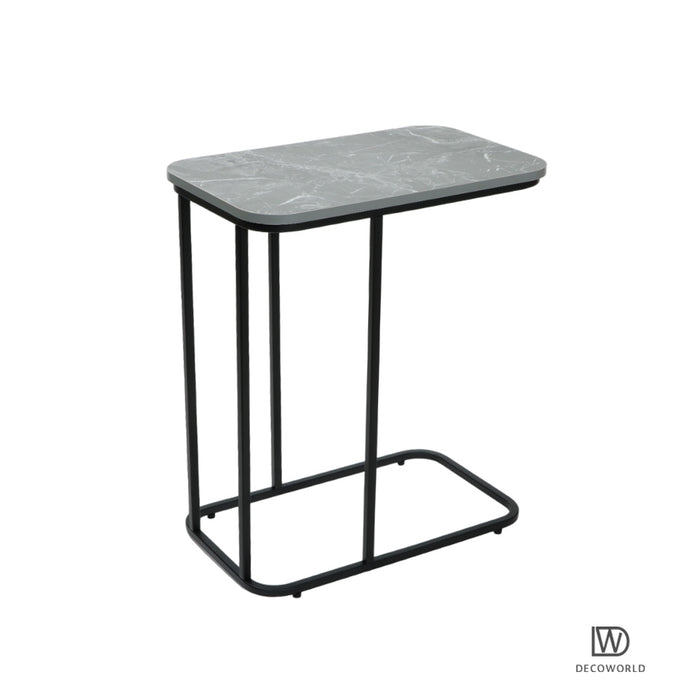 Premium Side Table (Grey Marble Top with Black Stand)