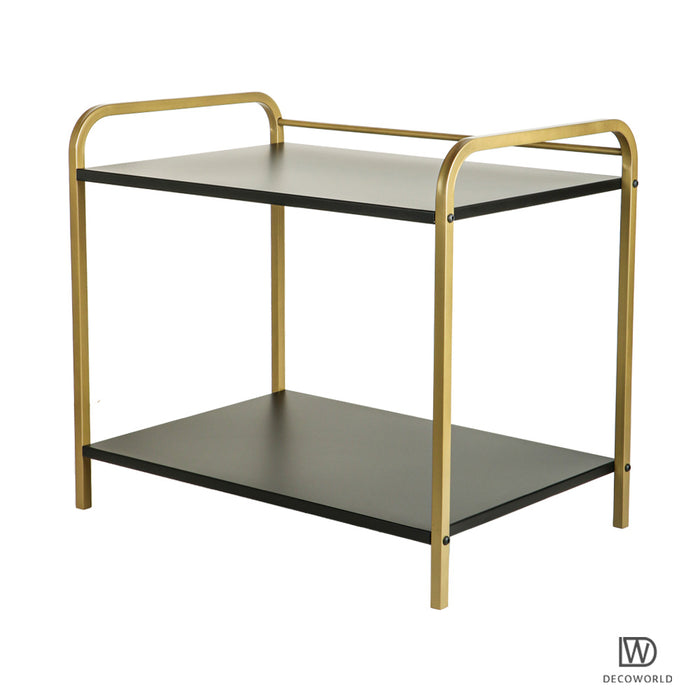 Premium Metal Microwave Stand (Black & Gold)