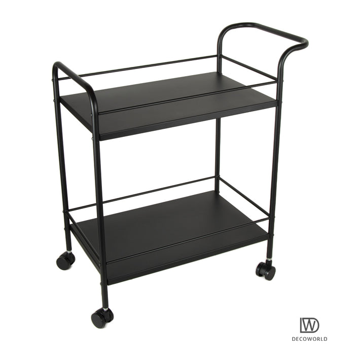 Premium Metal Kitchen Serving Trolley with Wheels (Black)