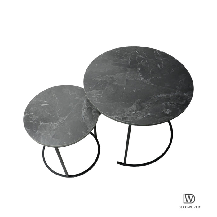 Premium Coffee Table (Grey Marble Top with Black Legs)