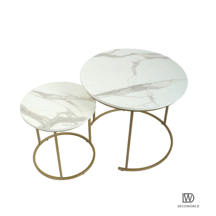 Coffee Table (White Marble Top with Golden Legs)