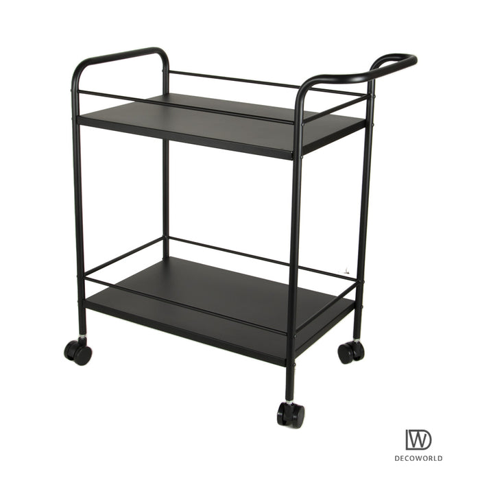 Premium Metal Kitchen Serving Trolley with Wheels (Black)