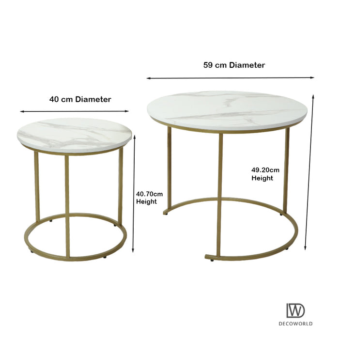 Coffee Table (White Marble Top with Golden Legs)