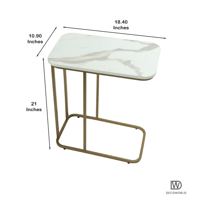 Premium Side Table (White Marble Top with Golden Stand)