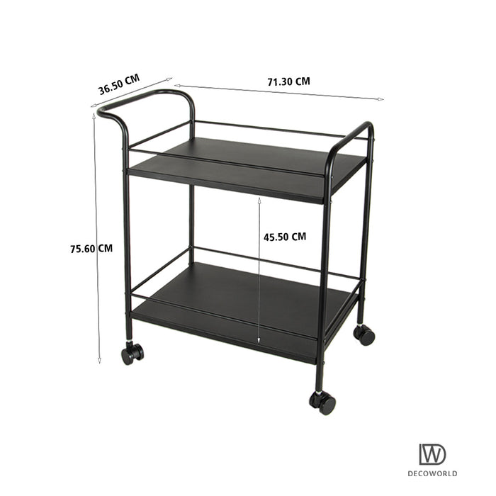 Premium Metal Kitchen Serving Trolley with Wheels (Black)