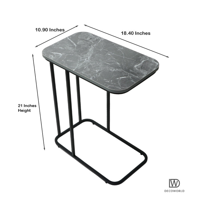 Premium Side Table (Grey Marble Top with Black Stand)