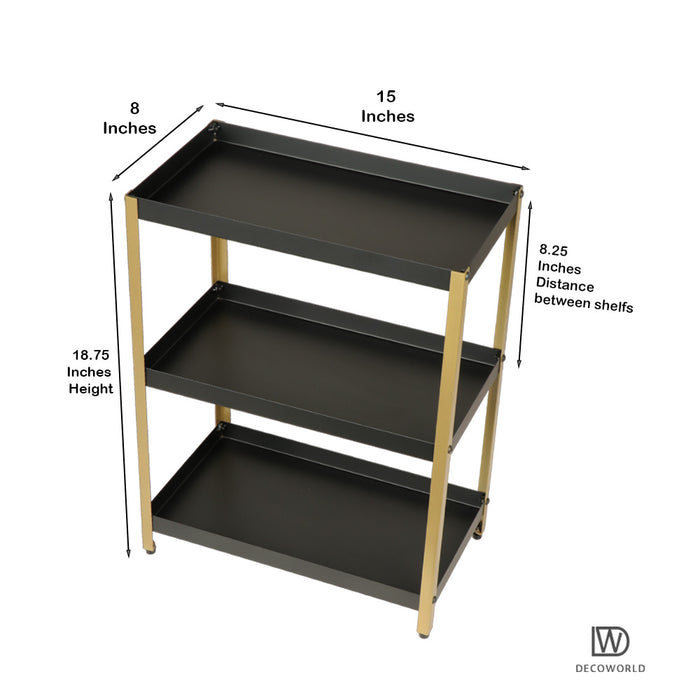 3 Tier Multipurpose Countertop Organizer Rack (Black & Golden)