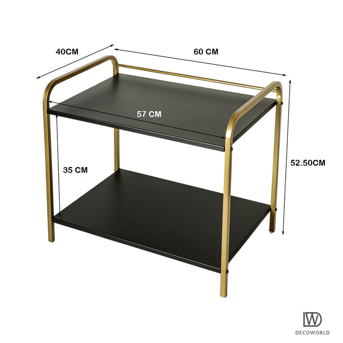 Premium Metal Microwave Stand (Black & Gold)