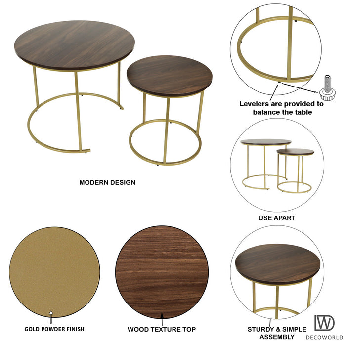 Premium Coffee Table (Wooden Top with Golden Legs)