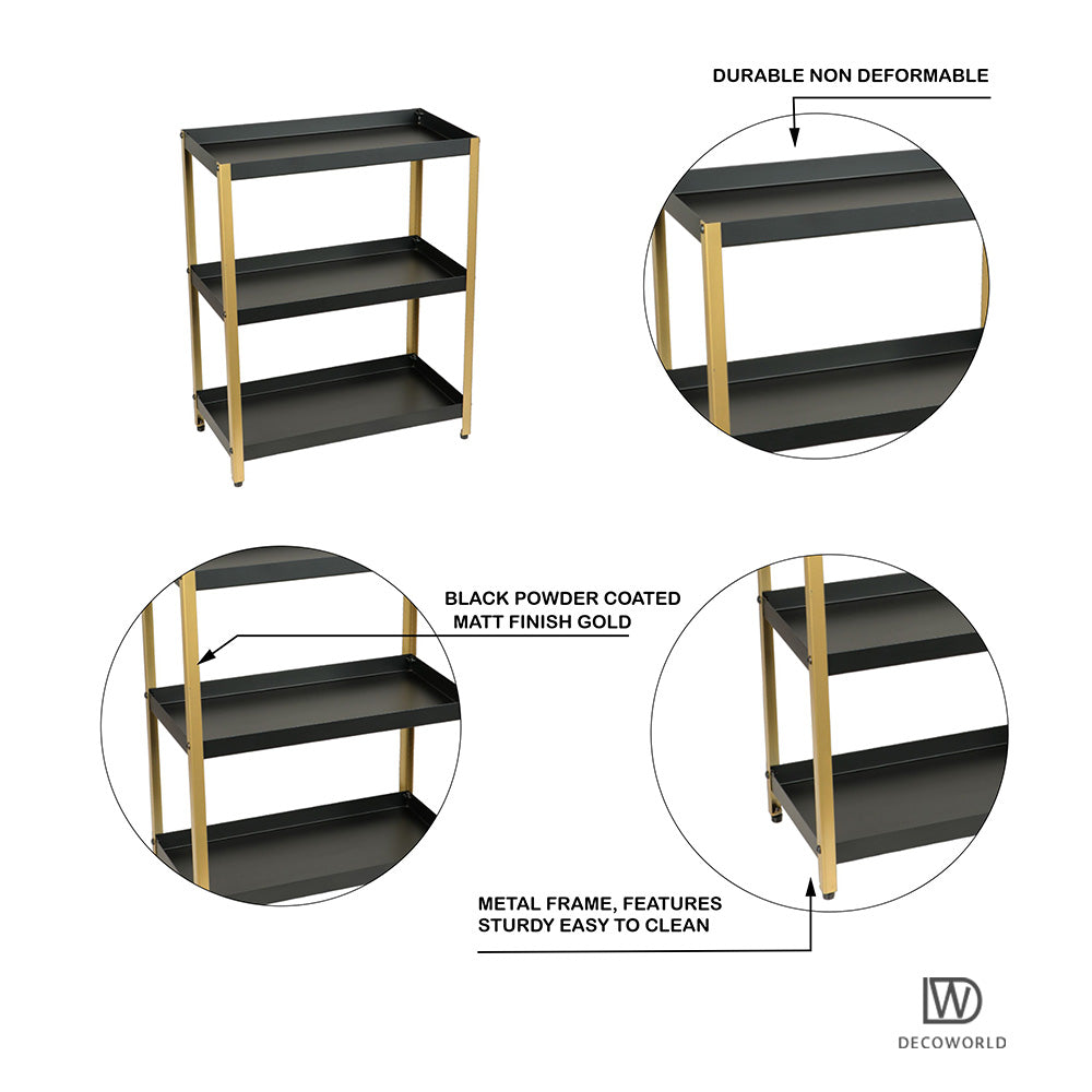 3 Tier Multipurpose Countertop Organizer Rack (Black & Golden)