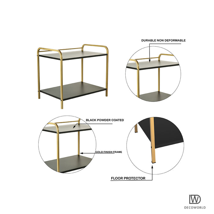 Premium Metal Microwave Stand (Black & Gold)