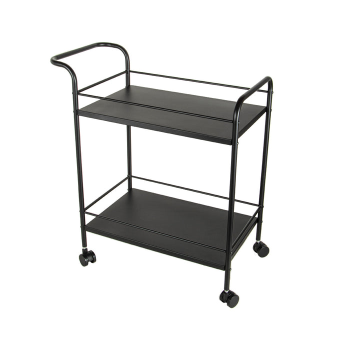 Premium Metal Kitchen Serving Trolley with Wheels (Black)