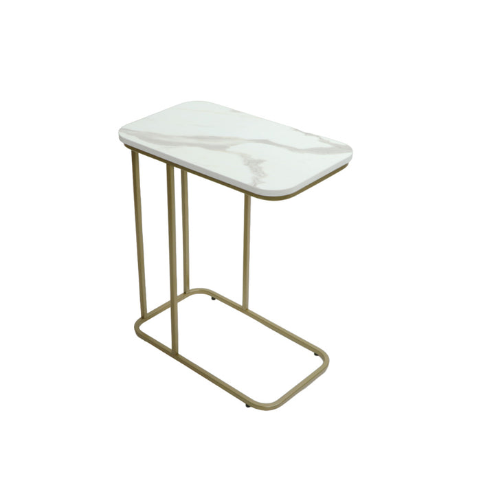 Premium Side Table (White Marble Top with Golden Stand)