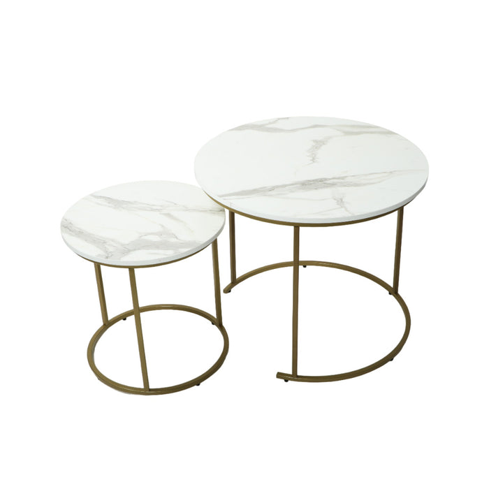 Coffee Table (White Marble Top with Golden Legs)