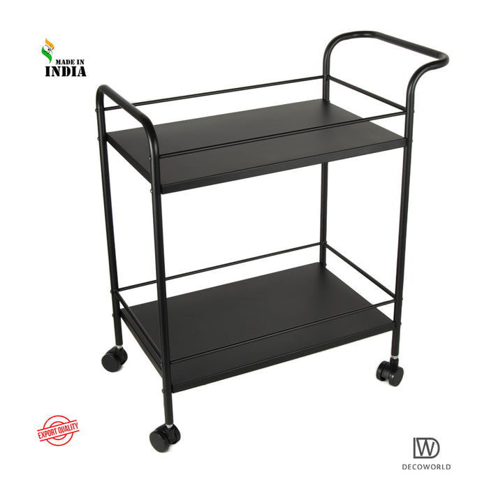 Premium Metal Kitchen Serving Trolley with Wheels (Black)