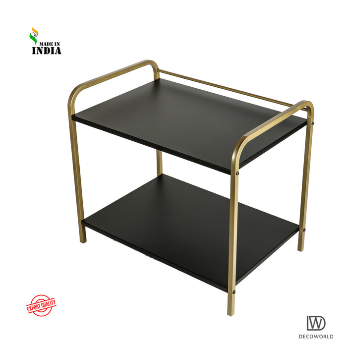 Premium Metal Microwave Stand (Black & Gold)