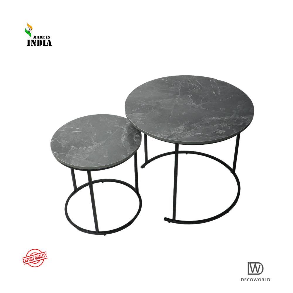 Premium Coffee Table (Grey Marble Top with Black Legs)