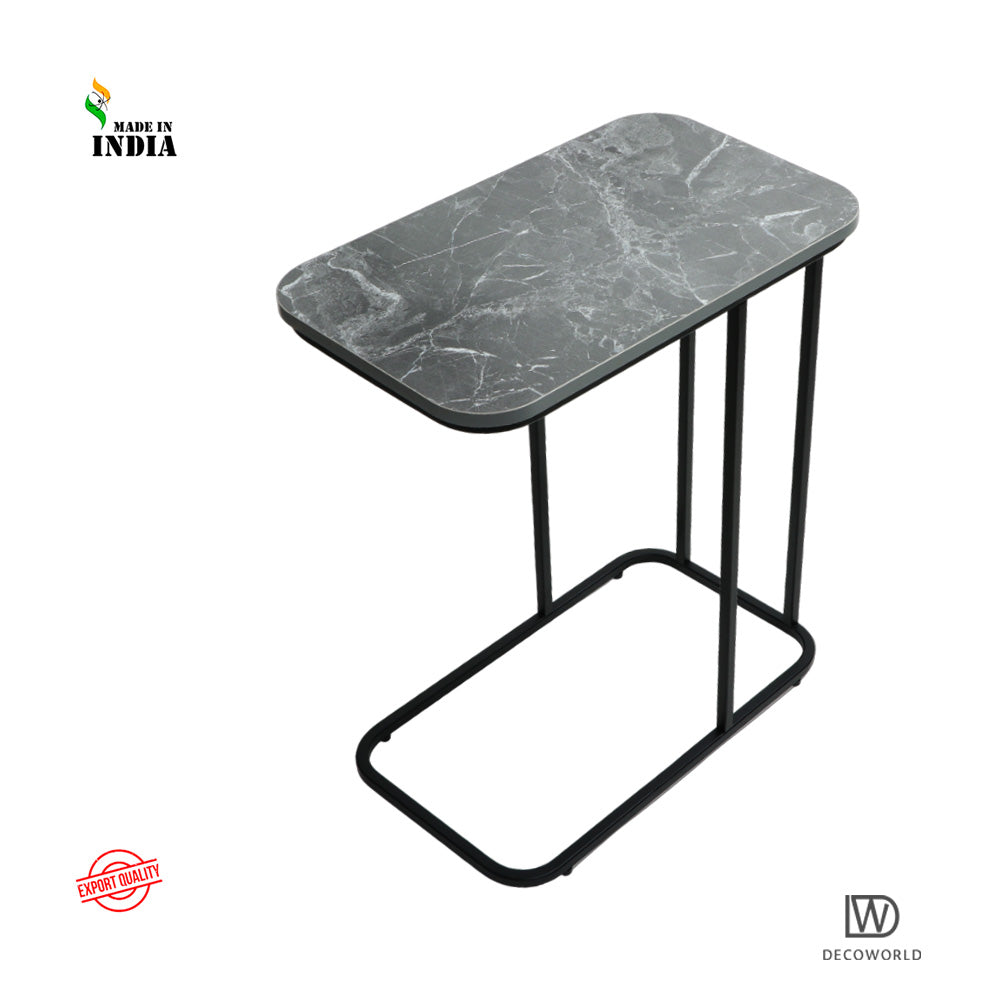 Premium Side Table (Grey Marble Top with Black Stand)