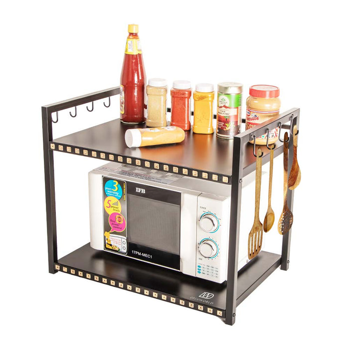 Metal Microwave Stand - Double Platform ( Gold Embossing)