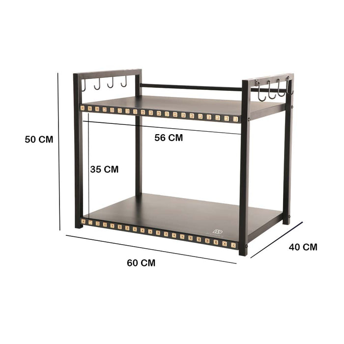 Metal Microwave Stand - Double Platform ( Gold Embossing)