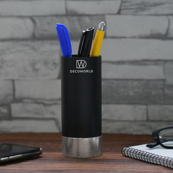 Pen Stand - Black with Metallic Silver Base