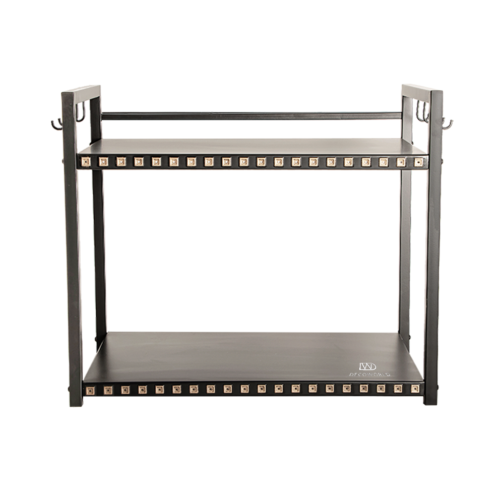 Metal Microwave Stand - Double Platform ( Gold Embossing)