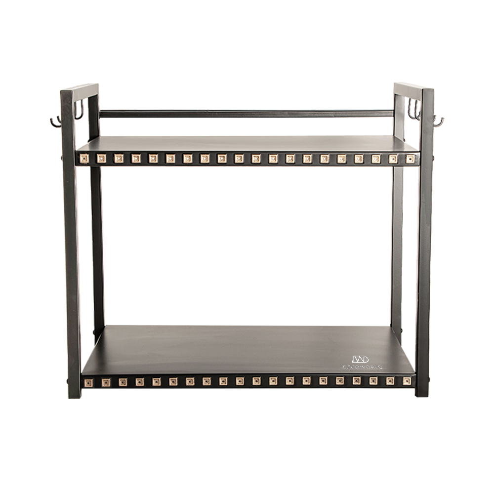 Double Platform With Gold Embossing Metal Microwave Stand | Decoworld ...