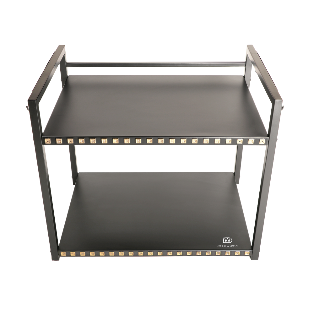 Metal Microwave Stand - Double Platform ( Gold Embossing)