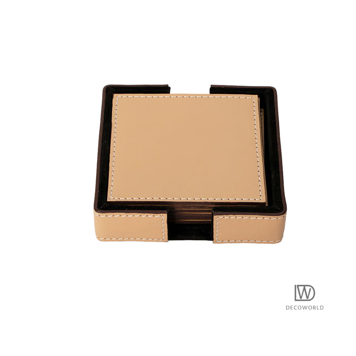 Leather Tea Coasters || Set of 6 (Beige)