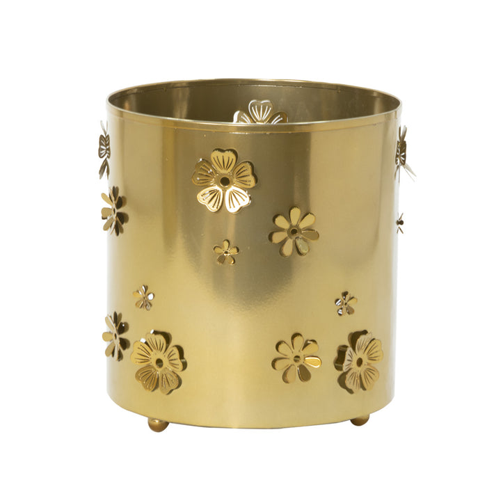 3D Planter - Floral Design Brass Finish