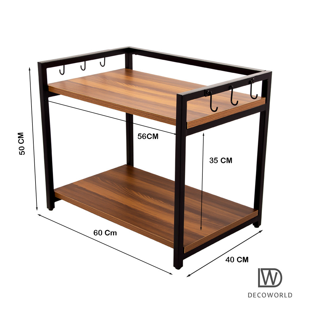 Microwave Stand - Double Platform  (Black with Honey Brown)