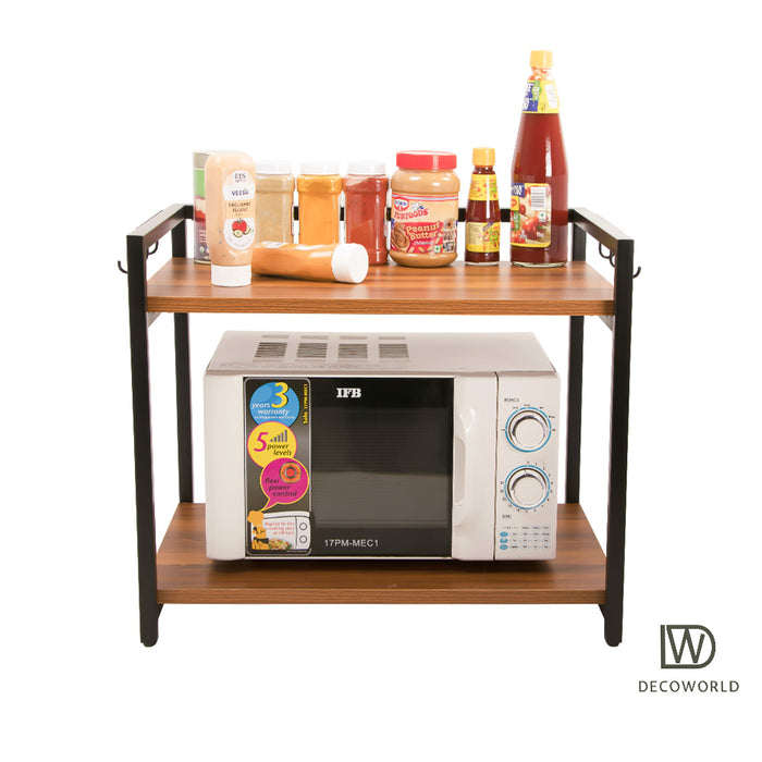 Microwave Stand - Double Platform  (Black with Honey Brown)