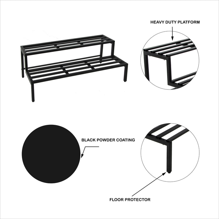 2 Tier Plant Stand || Black (Large)