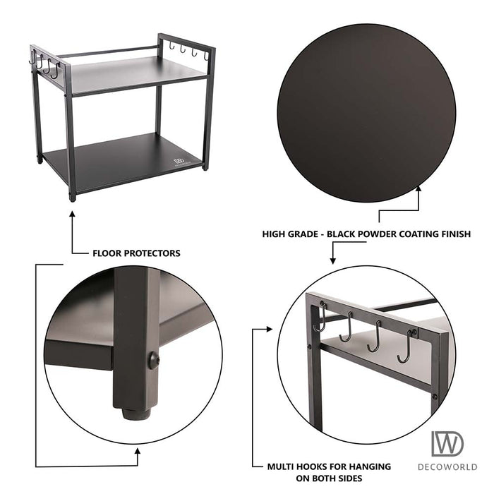 Metal Microwave Stand - Double Platform (Black)