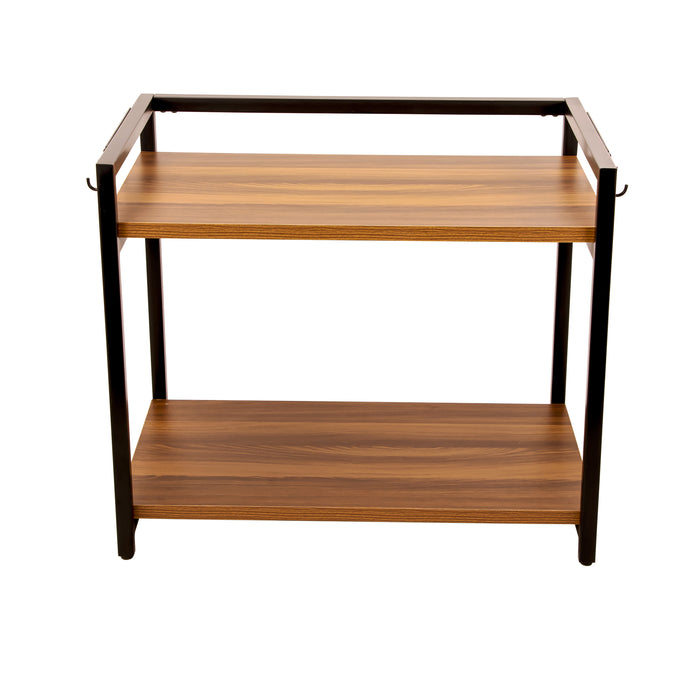 Microwave Stand - Double Platform  (Black with Honey Brown)