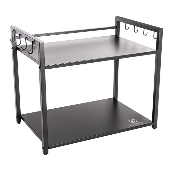 Metal Microwave Stand - Double Platform (Black)