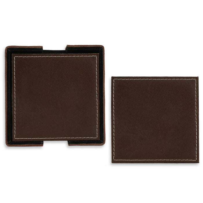 Leather Tea Coasters || Set of 6 (Brown)