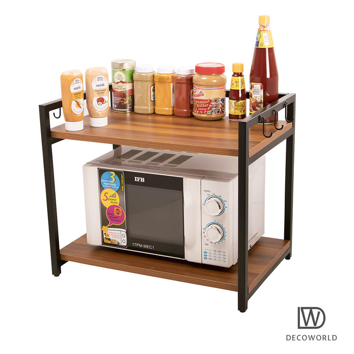 Microwave Stand - Double Platform  (Black with Honey Brown)