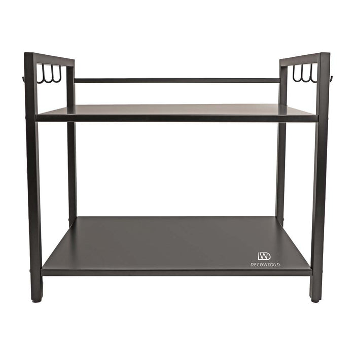 Metal Microwave Stand - Double Platform (Black)