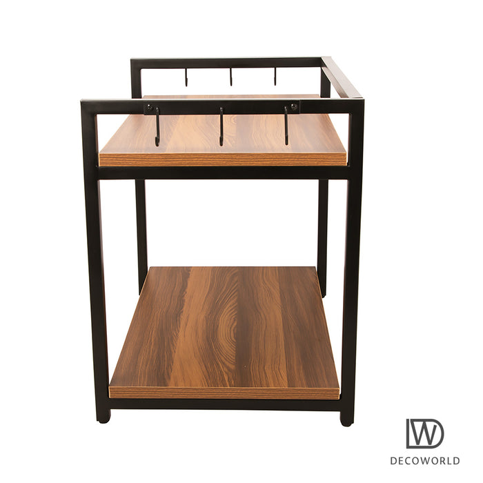 Microwave Stand - Double Platform  (Black with Honey Brown)